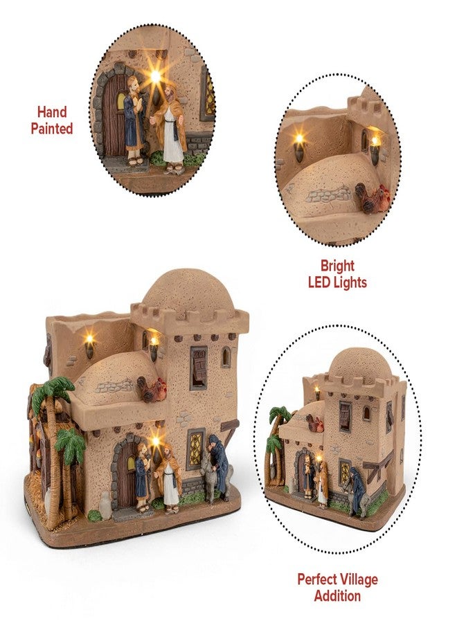 FG Square Bethlehem Inn Porcelain Christmas Village with LED Lights - Image 4